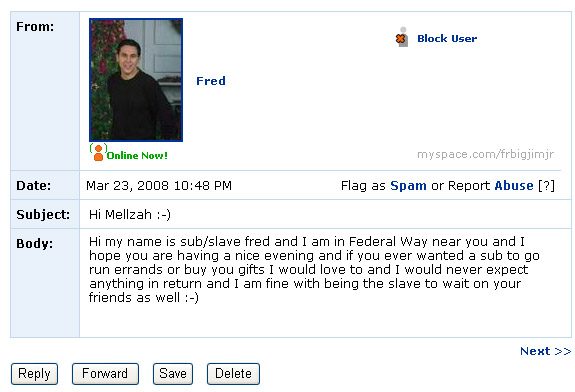 Some days you feel like a nut, some days you’re just myspace messaged by one.